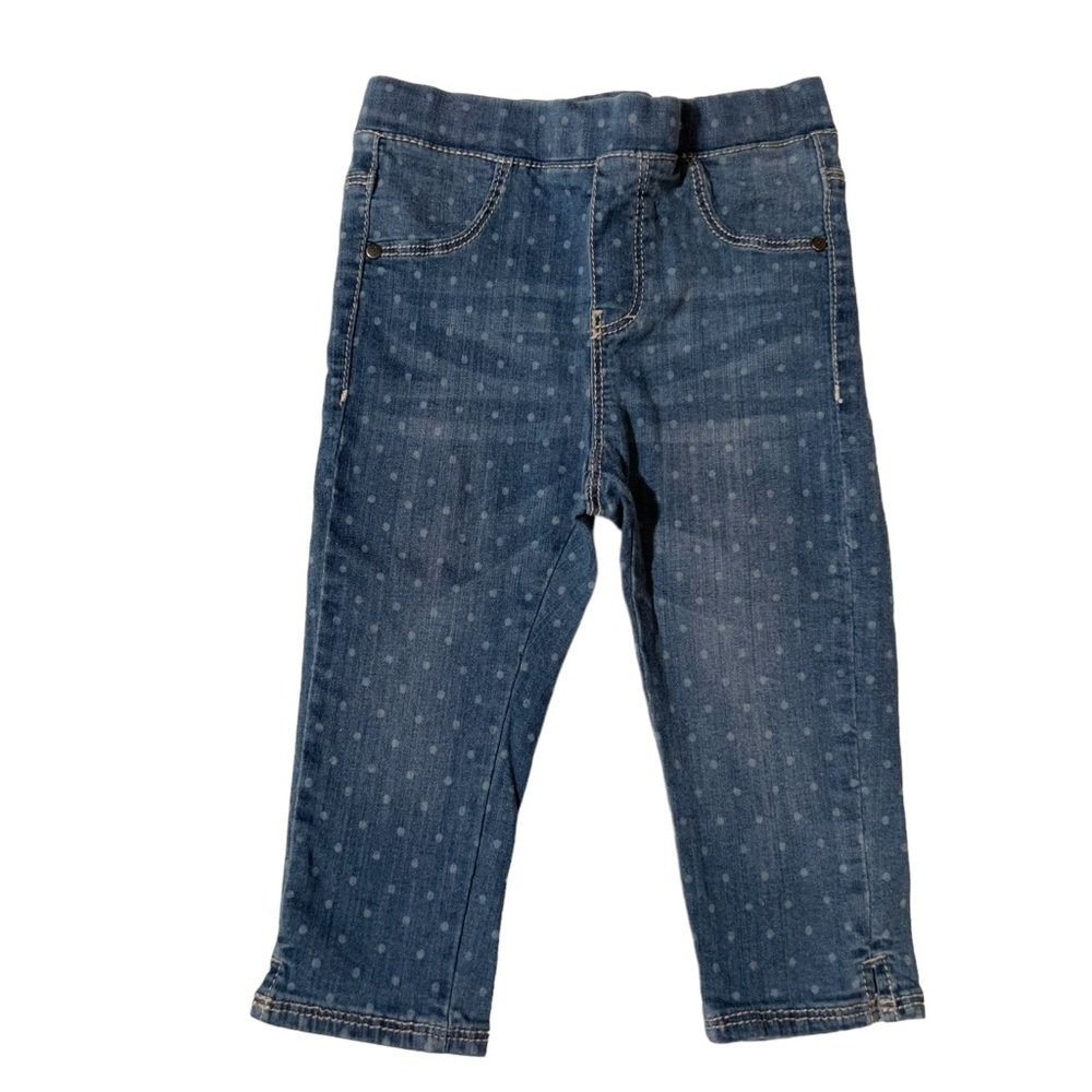 Obakki| Kids Blue Jeans Polka Dots Leggins with adjustable waits- Size 18 months